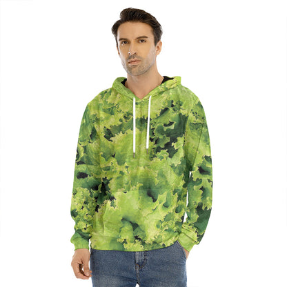 Green Lettuce Salad Print Men's Velvet Pullover Hoodie