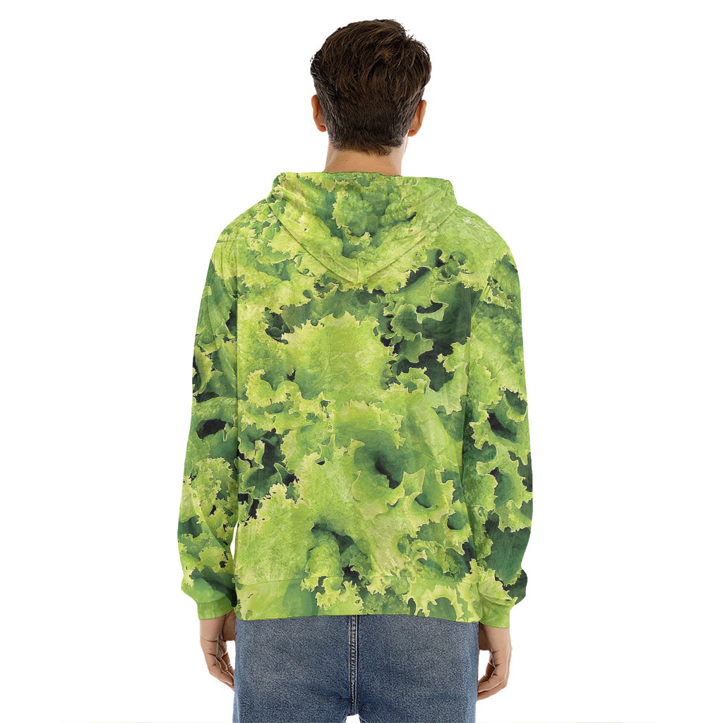 Green Lettuce Salad Print Men's Velvet Pullover Hoodie