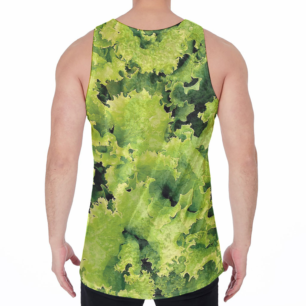 Green Lettuce Salad Print Men's Velvet Tank Top