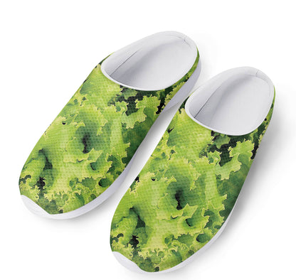 Green Lettuce Salad Print Mesh Casual Shoes