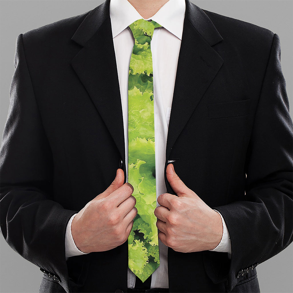 Green Lettuce Salad Print Necktie