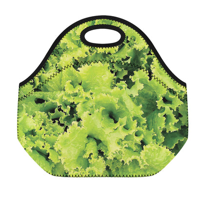 Green Lettuce Salad Print Neoprene Lunch Bag