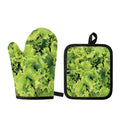 Green Lettuce Salad Print Oven Mitt And Pot Holder Set