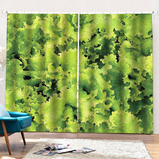 Green Lettuce Salad Print Pencil Pleat Curtains