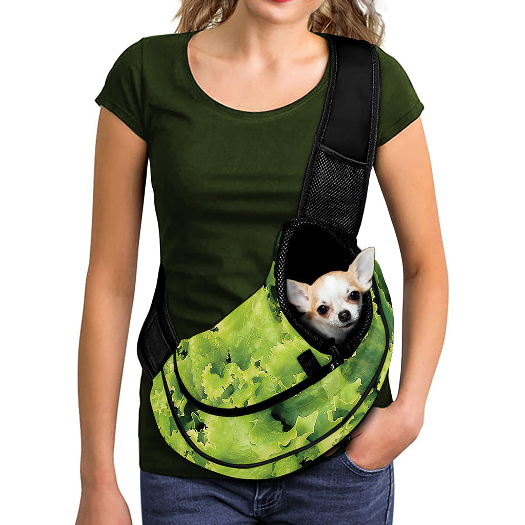 Green Lettuce Salad Print Pet Sling Carrier