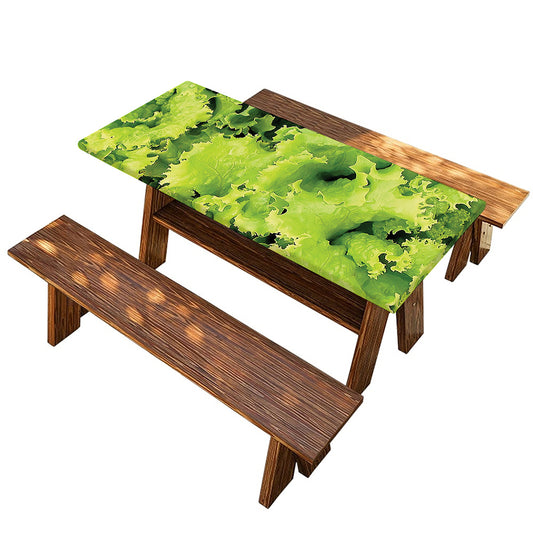 Green Lettuce Salad Print Picnic Table Cover