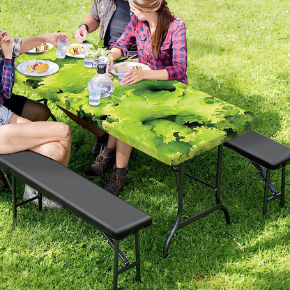 Green Lettuce Salad Print Picnic Table Cover