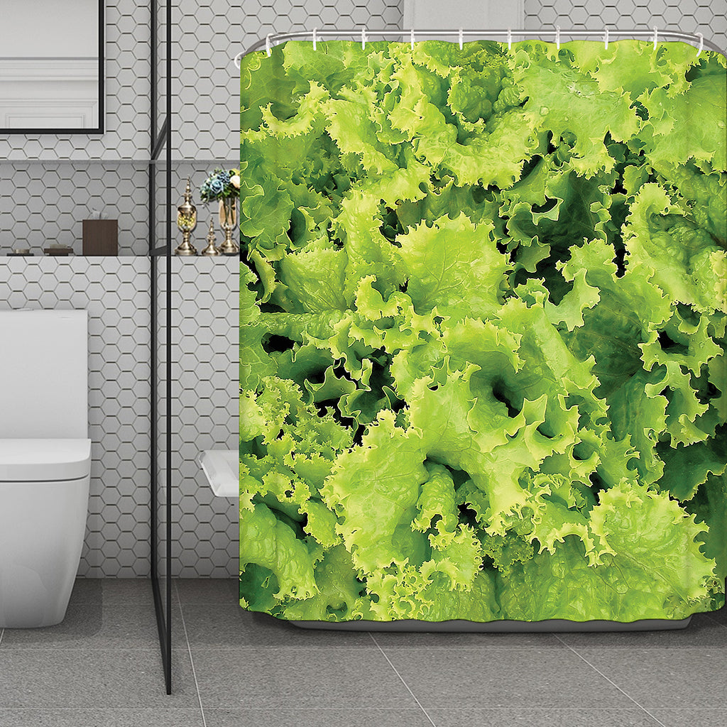 Green Lettuce Salad Print Polyester Shower Curtain