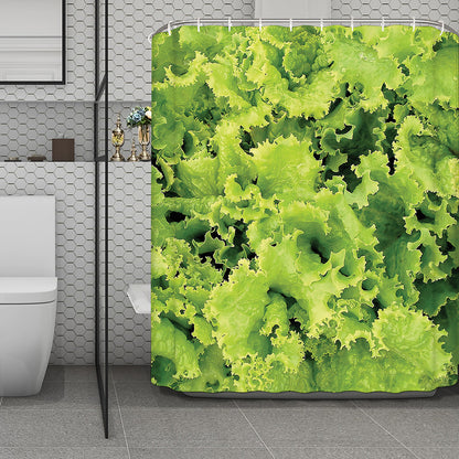 Green Lettuce Salad Print Polyester Shower Curtain