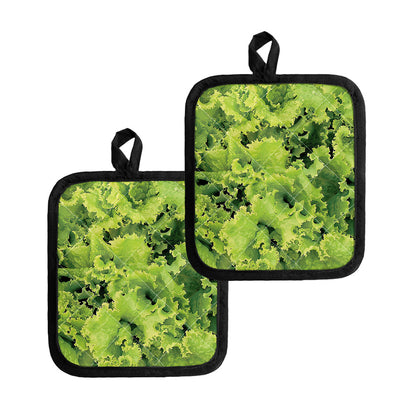 Green Lettuce Salad Print Pot Holders