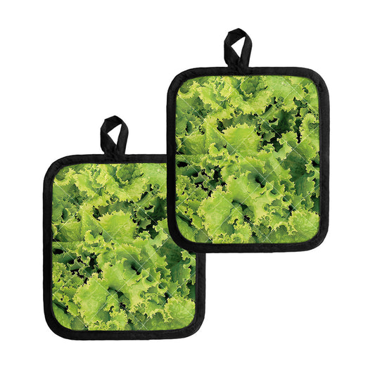 Green Lettuce Salad Print Pot Holders