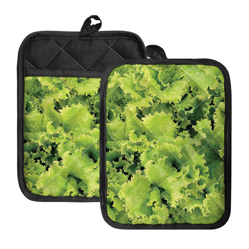 Green Lettuce Salad Print Pot Holders With Pocket