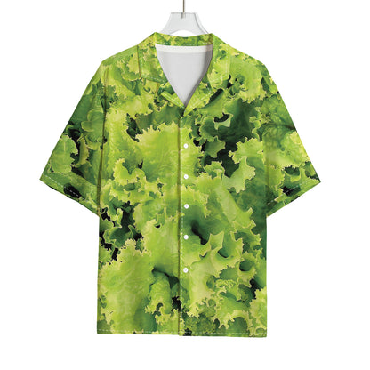 Green Lettuce Salad Print Rayon Hawaiian Shirt