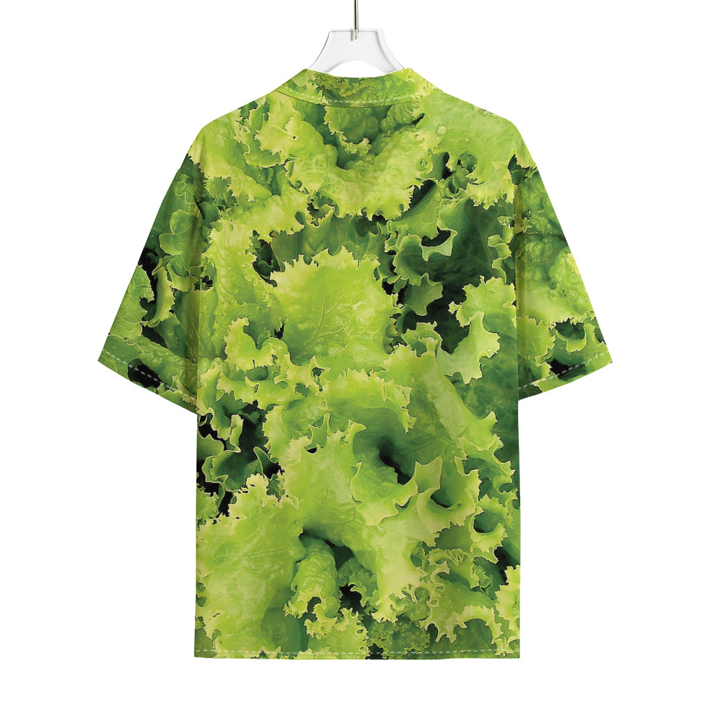 Green Lettuce Salad Print Rayon Hawaiian Shirt