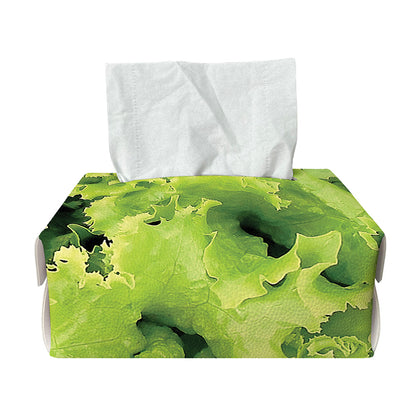 Green Lettuce Salad Print Rectangle Tissue Box Cover