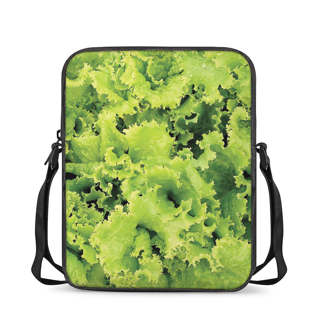 Green Lettuce Salad Print Rectangular Crossbody Bag