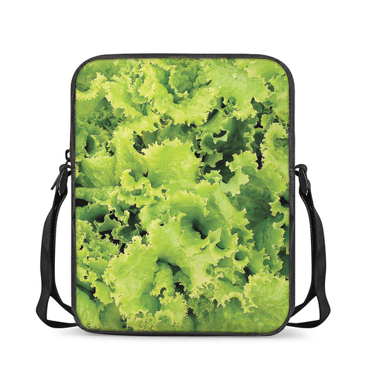 Green Lettuce Salad Print Rectangular Crossbody Bag