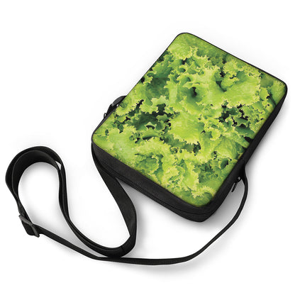 Green Lettuce Salad Print Rectangular Crossbody Bag