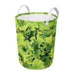 Green Lettuce Salad Print Round Laundry Basket