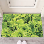 Green Lettuce Salad Print Rubber Doormat