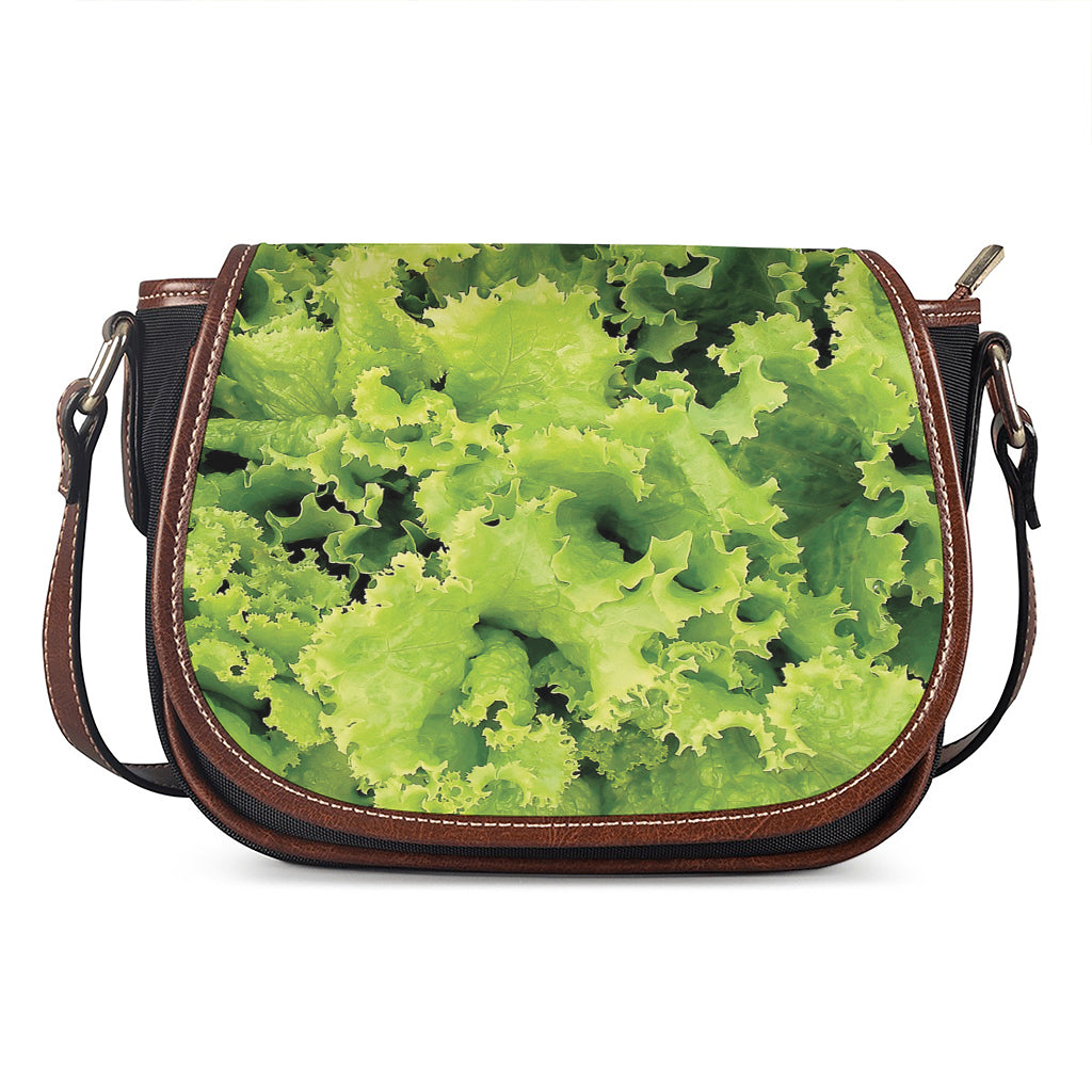 Green Lettuce Salad Print Saddle Bag