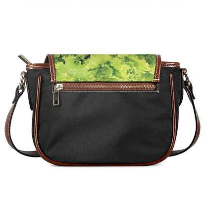 Green Lettuce Salad Print Saddle Bag