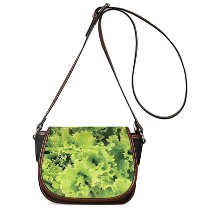 Green Lettuce Salad Print Saddle Bag