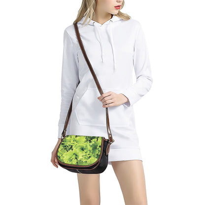 Green Lettuce Salad Print Saddle Bag
