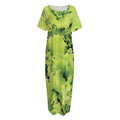 Green Lettuce Salad Print Short Sleeve Long Nightdress