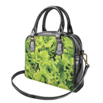 Green Lettuce Salad Print Shoulder Handbag