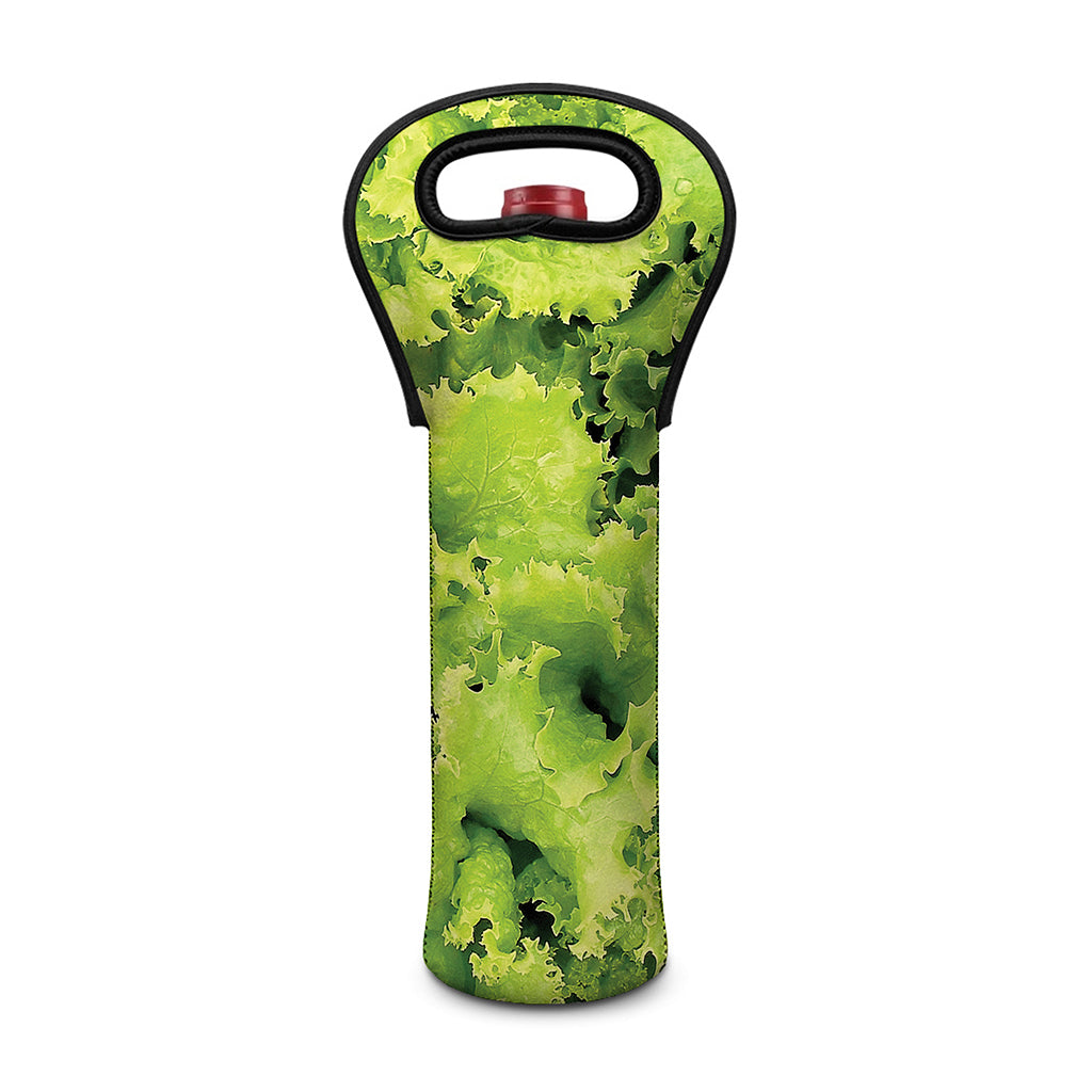 Green Lettuce Salad Print Single Neoprene Wine Tote