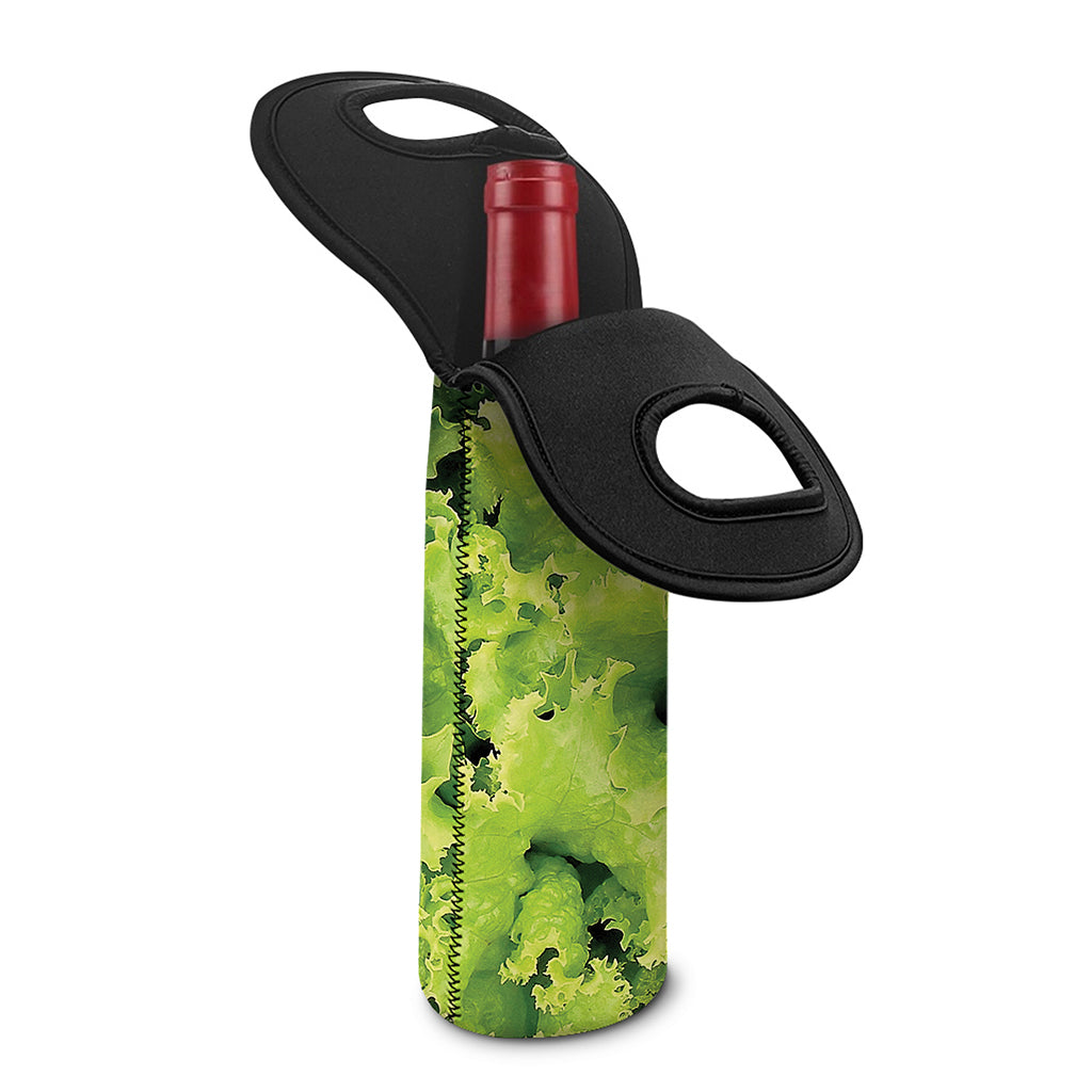 Green Lettuce Salad Print Single Neoprene Wine Tote