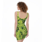 Green Lettuce Salad Print Sleeveless Bodycon Dress