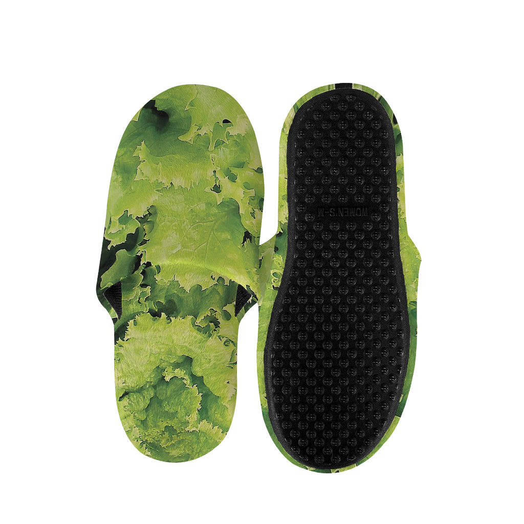 Green Lettuce Salad Print Slippers