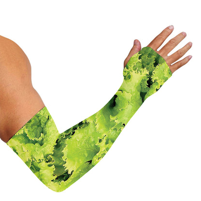 Green Lettuce Salad Print Sun Protection Arm Sleeves