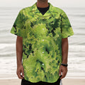 Green Lettuce Salad Print Textured Short Sleeve Shirt