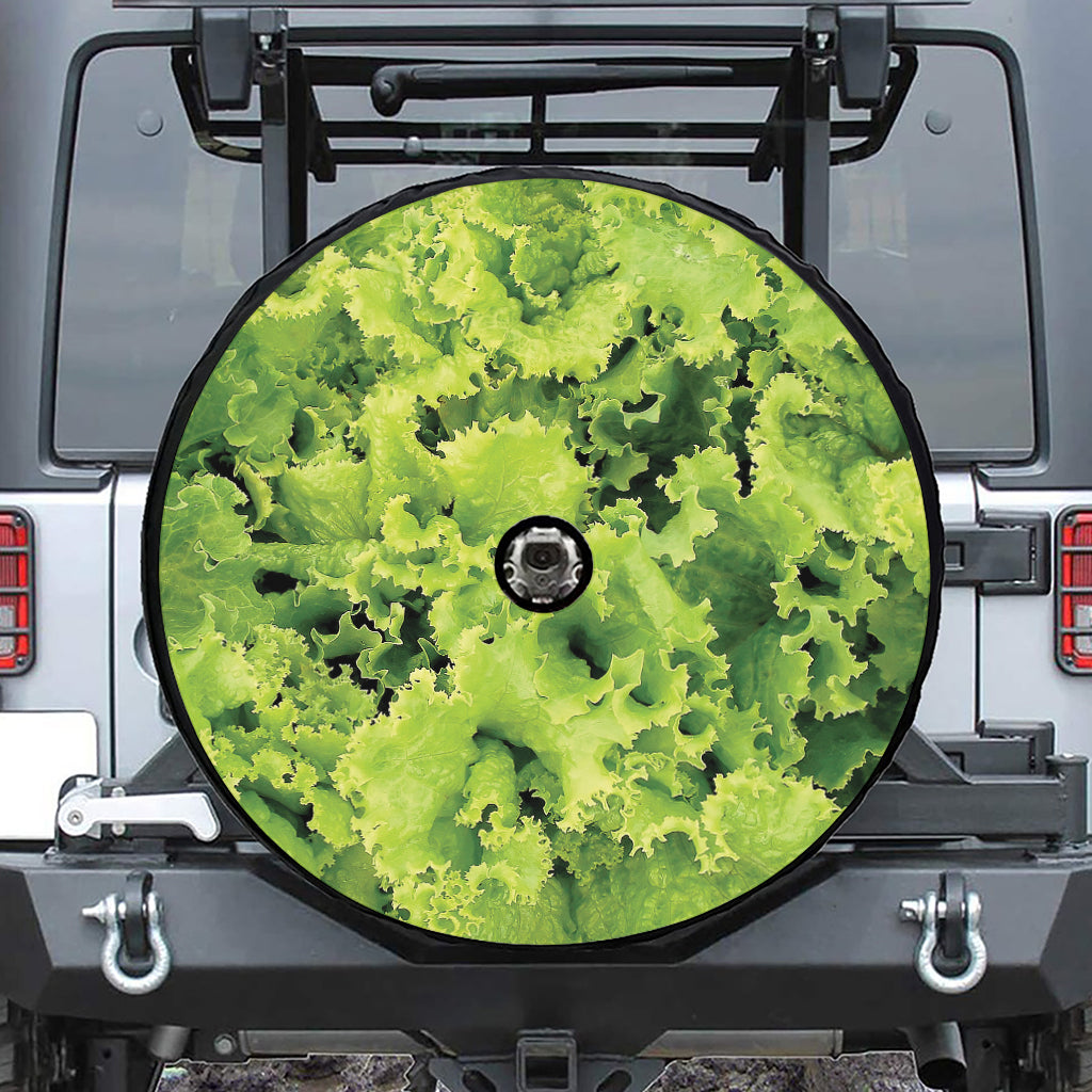 Green Lettuce Salad Print Tire Cover With Camera Hole