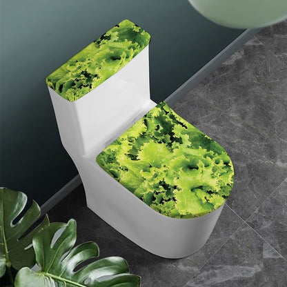 Green Lettuce Salad Print Toilet Lid And Tank Cover Set