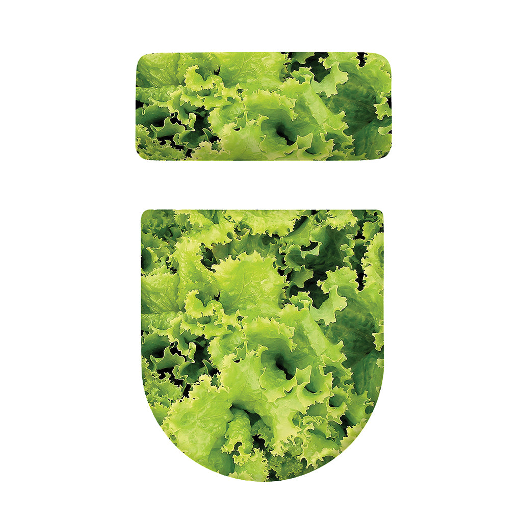 Green Lettuce Salad Print Toilet Lid And Tank Cover Set