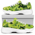 Green Lettuce Salad Print White Chunky Shoes