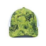 Green Lettuce Salad Print White Mesh Trucker Cap