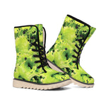 Green Lettuce Salad Print Winter Boots