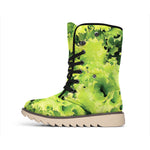 Green Lettuce Salad Print Winter Boots