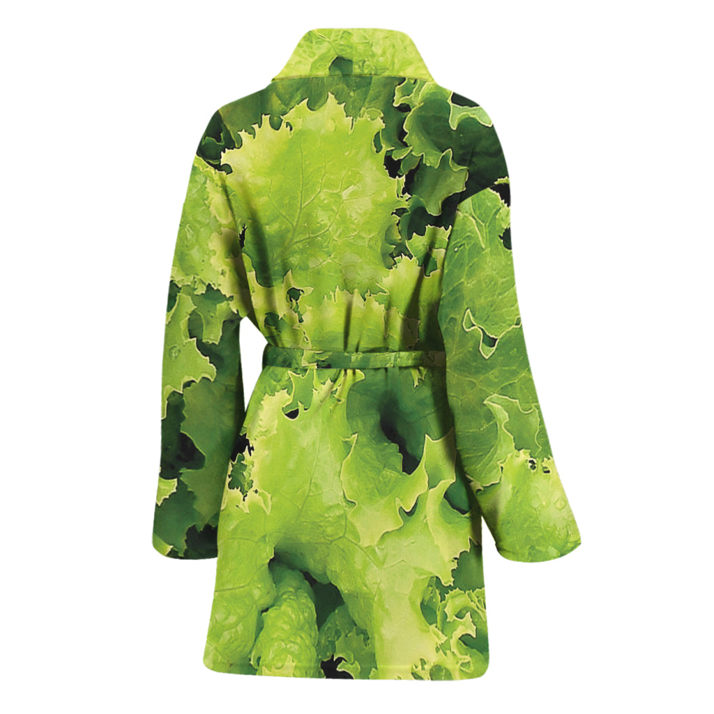 Green Lettuce Salad Print Women's Bathrobe