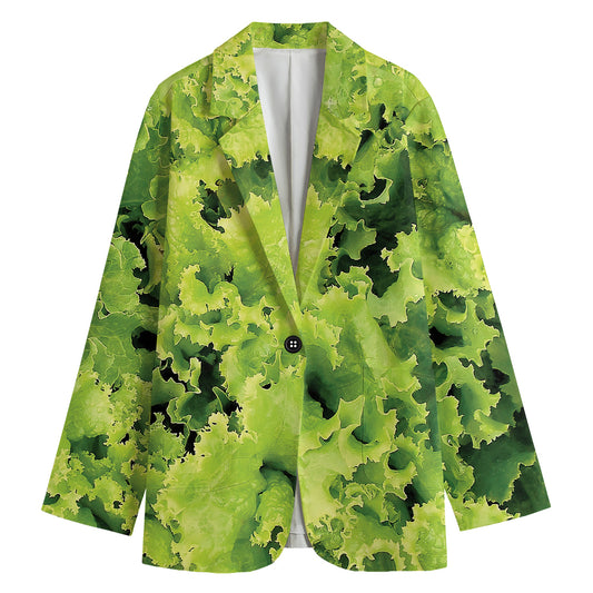 Green Lettuce Salad Print Women's Blazer