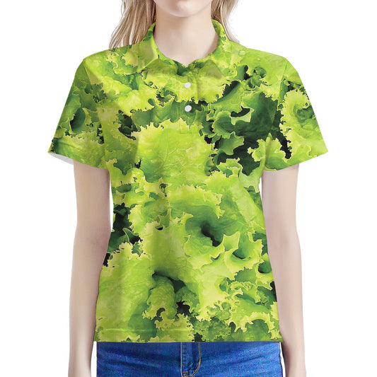 Green Lettuce Salad Print Women's Polo Shirt