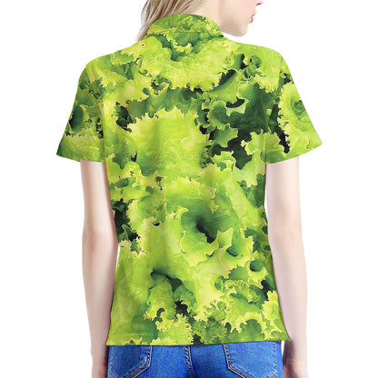 Green Lettuce Salad Print Women's Polo Shirt