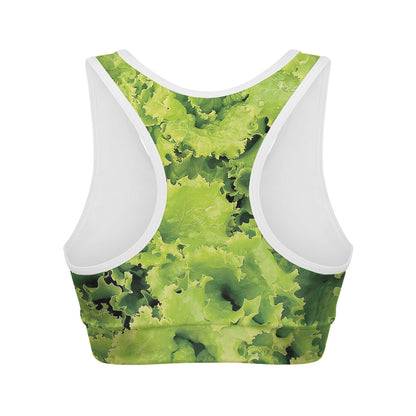 Green Lettuce Salad Print Women's Sports Bra