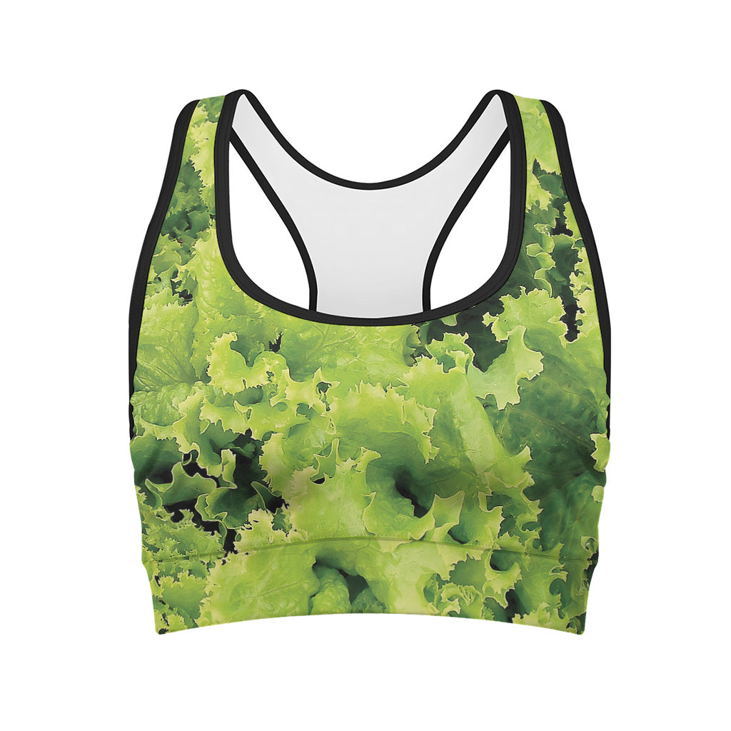 Green Lettuce Salad Print Women's Sports Bra