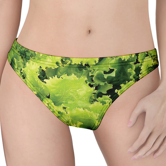 Green Lettuce Salad Print Women's Thong